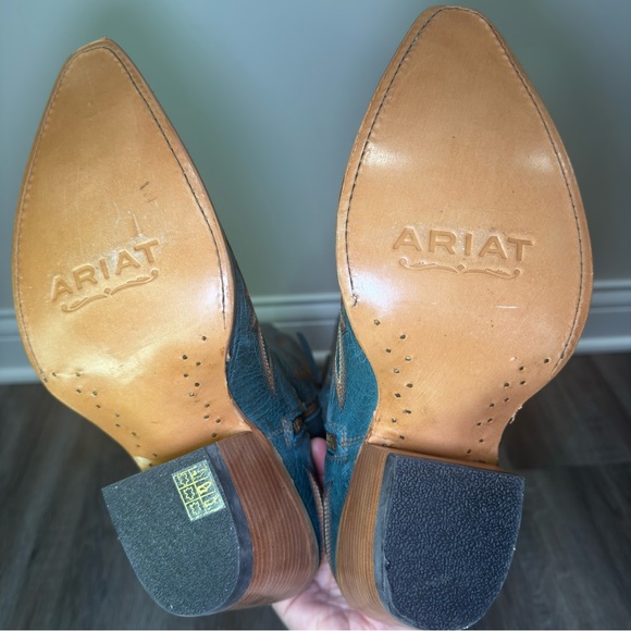 Ariat Casanova X Toe Western Turquoise Leather Cowboy Boots - Picture 15 of 15
